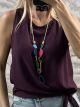 Necklace Muslin Top-2199/Burgundy