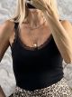 Lace Straps Cotton Top-2075/Black