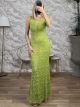 Mermaid Lace C-Through Maxi Dress/Lime