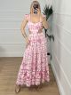 Cut Outs Print Maxi Dress/Pink