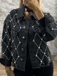 Denim Rhinestones & Pearls Jacket/Black