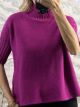 High-Necked Knitted Sweater-8103/Magenta