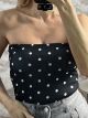 Polka Dot Strapless Top/Black