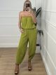Viscose Strapless Alladin Jumpsuit/Lime