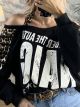 Openshoulders Leopard Sweatshirt/Black