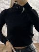 Turtleneck Cropped Top-3208/Black