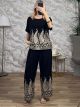 Embroidered Cotton Set-2639/Black