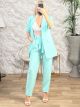 Belt Bow Suit/Aqua