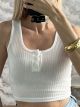 Viscose Buttons Ribbed Top-9693/White