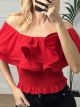 Ruffle Openshoulders Top/Red