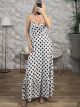 Polka Dot Ruffled Maxi Dress/White