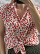 Muslin Cherries Tied Shirt/White