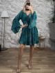 Cabbana Sleeves Silk Mini Dress-2022/Green