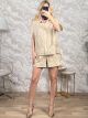 Shorts Embroidered Cotton Set-190/Beige