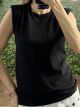 Sleeveless Cotton Pads Top-5774/Black