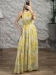 HalterNeck SilverThread Maxi Dress/Yellow