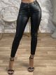 Leather Tight Pants Buttons-769/Black