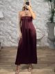 Satin MultiStones Maxi Dress-19552/Burgundy