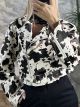Cow Print Side Zipper Jacket