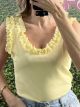 Lace Neck&Sleeves Rip Top/Yellow