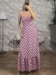Polka Dot Ruffled Maxi Dress/Pink