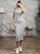 Viscose Elastic Ribbed Dress-9696/Grey