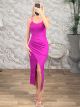 Ripped X-Back Straps Midi Dress-11673/Magenta
