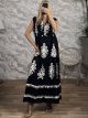 Viscose Sleeveless Maxi Dress-2554/Black&White
