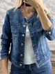 Round Neck Denim Jacket-655/Blue