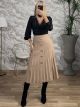 Pleated Knitted Skirt/Beige