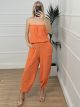 Viscose Strapless Alladin Jumpsuit/Orange