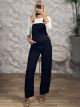 Elastic Denim Overalls-39-2/Dark Blue