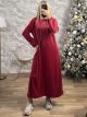 Velvet Oversized Hooded Dress-3283/Red