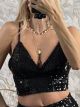 Sequins Crop Top/Black