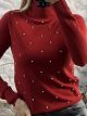Strass TurtleNeck Top-505/Red