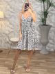 Silk Mini Dress Animal-2515/White