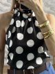 Viscose Polka Dot HalterNeck Bow Top/Black&White