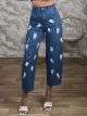 WhiteBrushstrokes Denim Pants-7392/Dark Blue