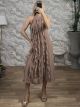 Full Ruffles Muslin Dress-58023/Beige