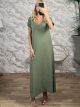 Cotton Mono Ve Maxi Dress-2676/khaki
