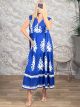Viscose Sleeveless Maxi Dress-2554/Blue Royal