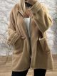 Oversized Hood Zipper Cardigan/Camel