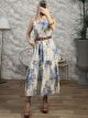 Viscose Floral Sleeveless Midi Dress/White