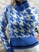 Pied de Poule Knitted Sweater/Blue