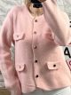 Pockets Buttons Cardigan/Pink