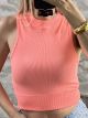 CrewNeck Sleeveless Top-213/Coral