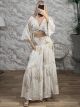 Viscose Boho Skirt Set-7268/White