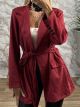 Suede Σακάκι με Κορδόνια/Burgundy