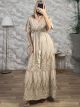 Embroidered Gold Dress-2633/Beige