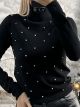 Strass TurtleNeck Top-505/Black
